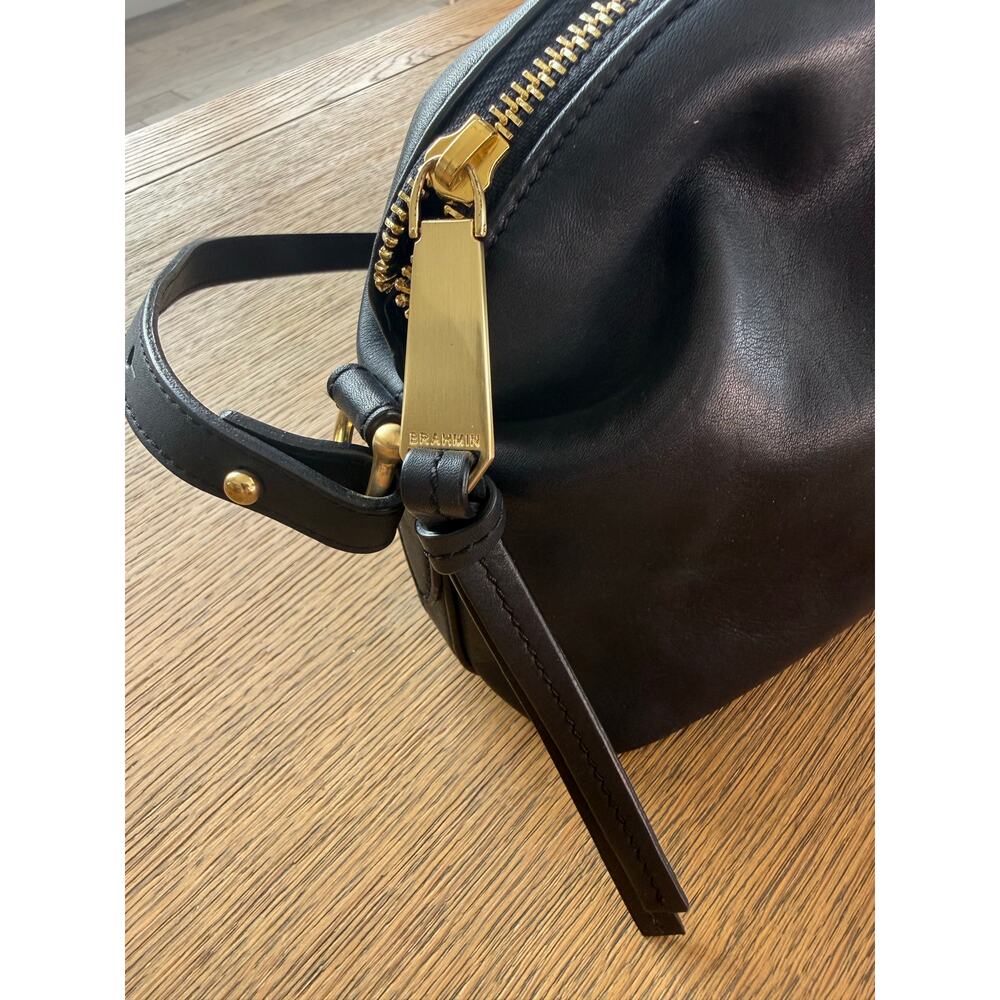 Brahmin Black Leather Crossbody with gold hardware and zipper closure - Picture 15 of 16